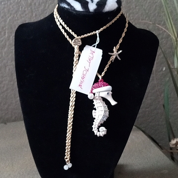 Collier Betsey Johnson Hippocampe Strass — Longueur 24 Pouces (61 Cm), Rose, Neuf